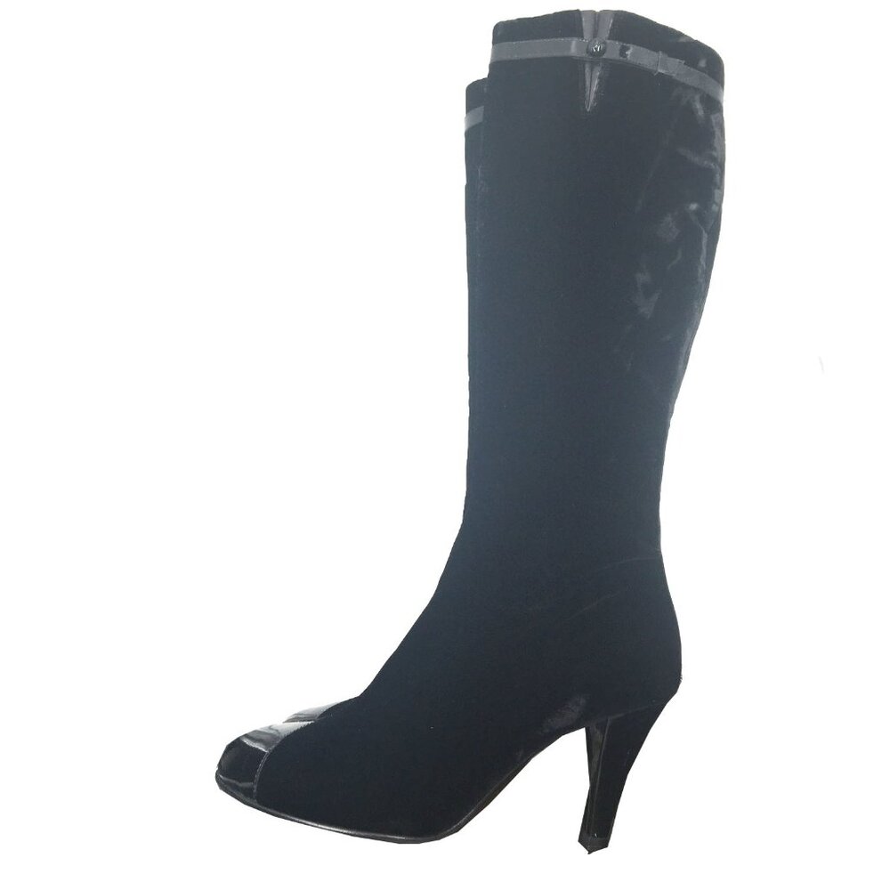 Chanel Brand New Black Velvet Boots